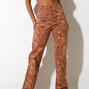Bhavna Trouser In Fluid Marbling Brown